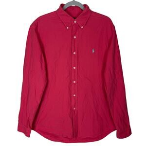 Ralph Lauren Shirt Mens Large Reddish Pink Cotton Long Sleeve Casual Button-Down
